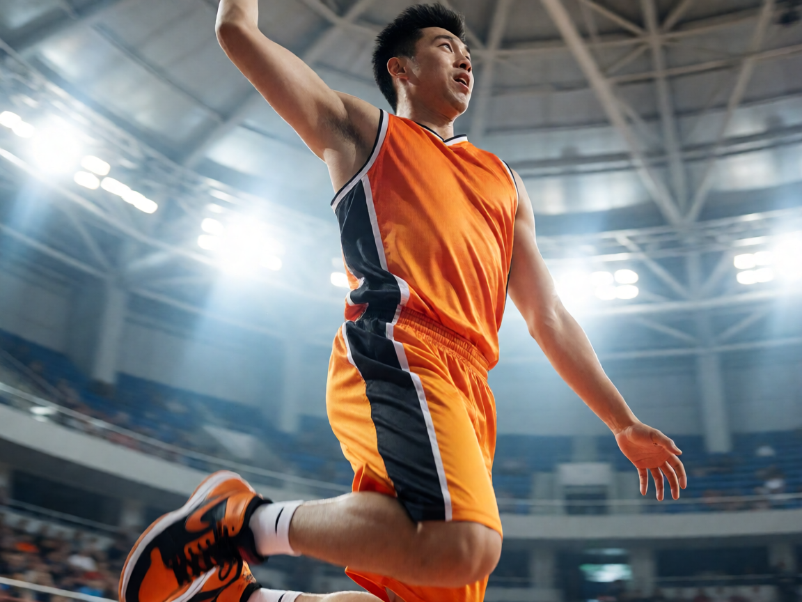 篮球运动员空中扣篮的精彩瞬间定格画面